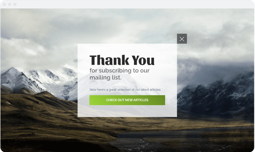 Alt Text:  Example of adding pop-ups to landing pages to grow an email list